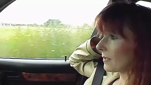 A wild German chick sucking and riding a hard cock in the car