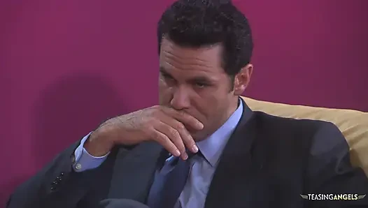 Fortunate mature guy gets a nice little redhead on his dick