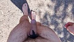 Cumming fully naked in open car park