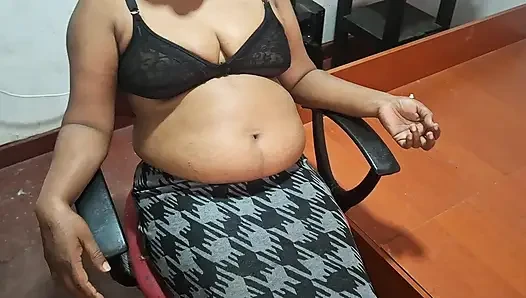 Busty secretary at home office