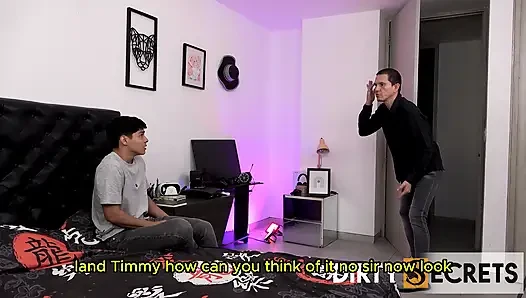TIMMY IS GROUNDED IN HIS ROOM AND IS PLAYING A GAME WHERE HE KICKS HANNAH'S BUTT
