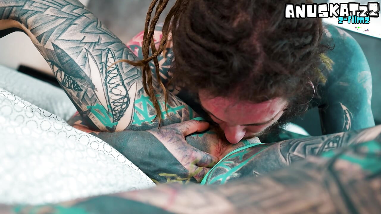 ANAL loving hippie gets fucked and cum covered by tattooed guy with big cock