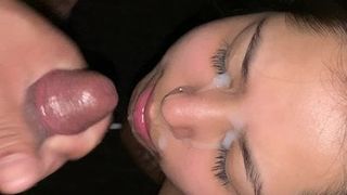 Cumshot on her pretty face