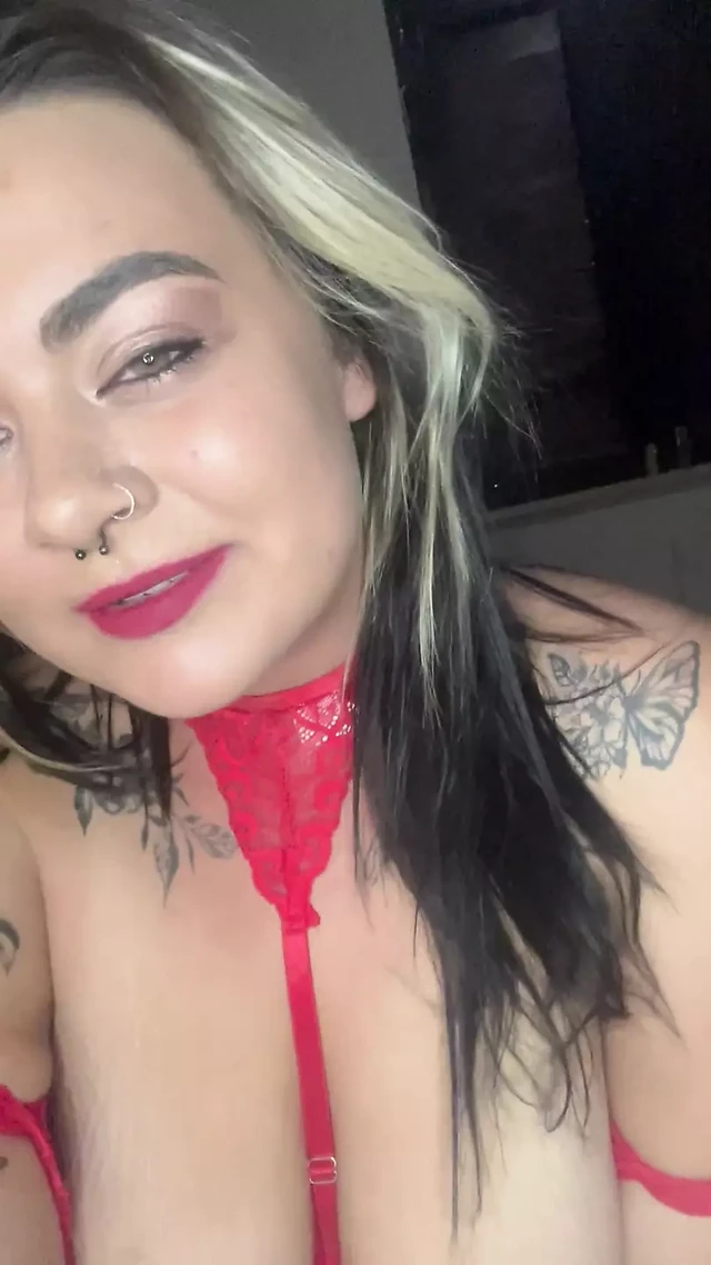 Red lingerie and clit rubbing orgasms