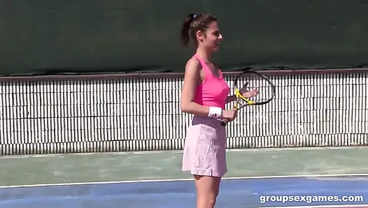 Horny Mixed Double Tennis Match