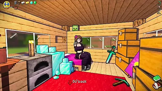 HornyCraft Minecraft Parody Jenny Gives Sloppy Deepthroat Blowjob to Futanari Alex