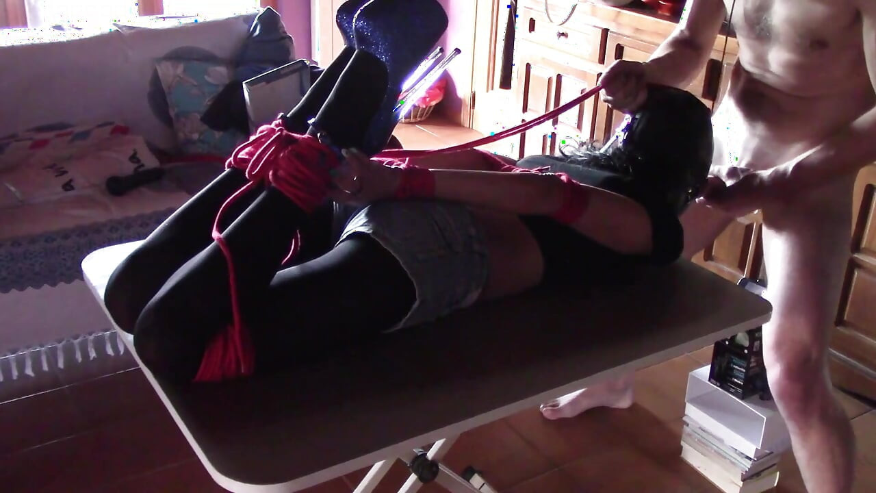 Love to be used. Hogtied in high heels, blinfdolded and throat fucked for 30 minutes, cum swallow