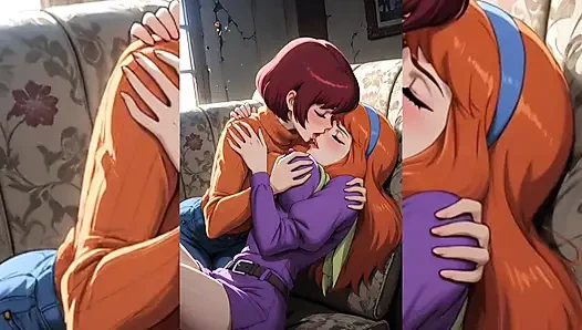 AI Toon Lesbian Super Sluts – Tongue Kissing Humping Group Softcore