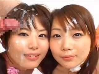 2 Asian girls bukkake