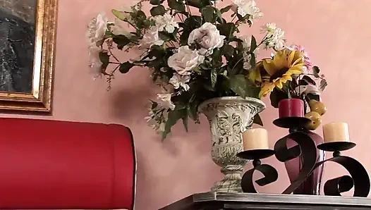 A Girl Dressed as Santa Claus Empties Balls