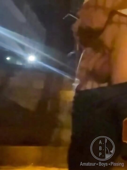 Amateur Straight Boy Caught Pissing in the Street