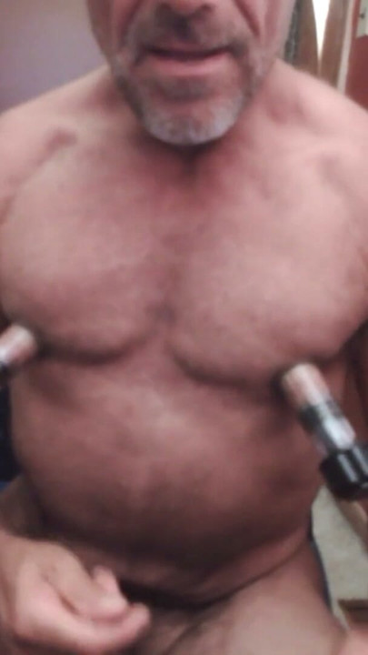 Gay Nipple Pig pumping nipples, flexing pecs | Clip 1