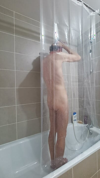 I'm taking a shower in front of you with only a transparent shower curtain for protection.