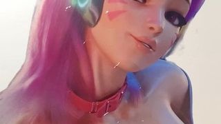 Éjaculation sur les seins sexy de la bombasse Overwatch de d.va - hommage au sperme