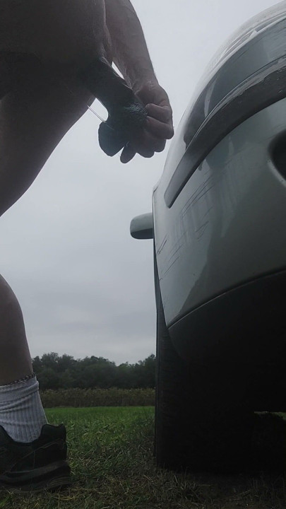 The happiness of taking your ass with big dildos in nature | Clip 1