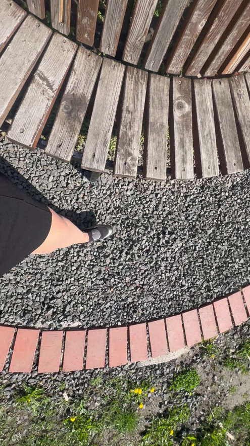 Sexy hot stepmom is horny and caresses herself on a park bench | Clip 1