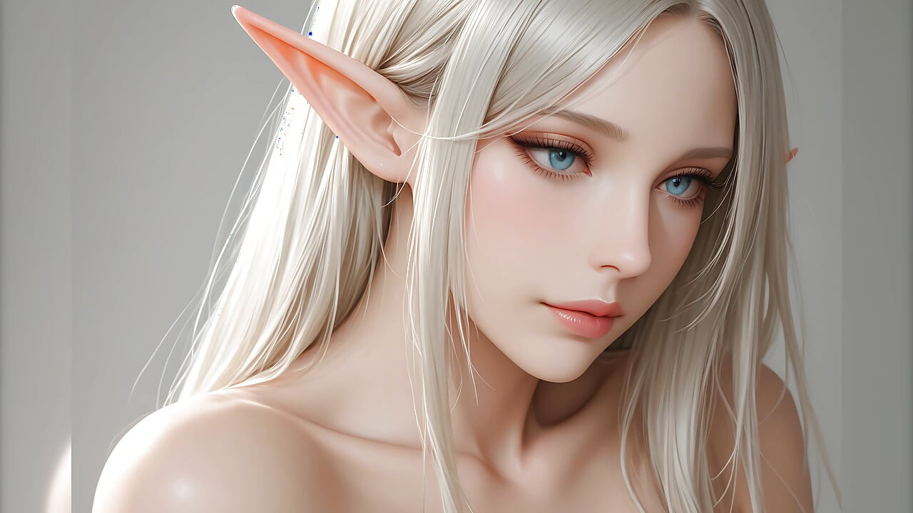 Lustrender Pokaz slajdów: Piękna naga głowa elfów Skręć w prawo Sztuka - Ai Wideo