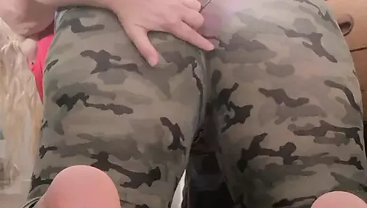 Big Natural MILF Kitty Queen tight leggings ripped showing pink panties pussy and chubby Ass - Blonde mature real homemade