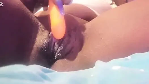 MILF Mia returns from the beach and masturbates her pussy.