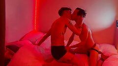 two twink sluts bareback fuck really rough and creampie
