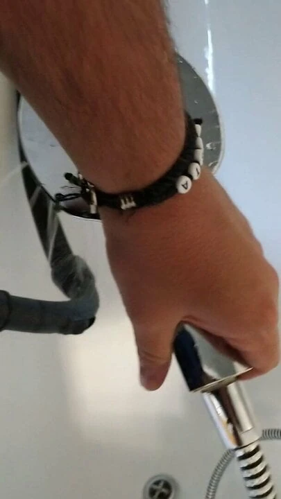 Sucking dick with vacuum cleaner and shower