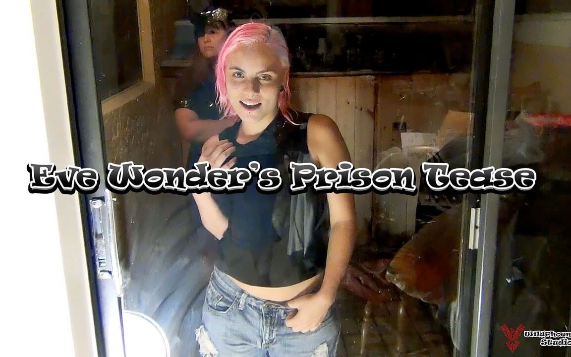 Eve Wonder's Prison Tease: Tits on Glass & Masturbation Behind Bars