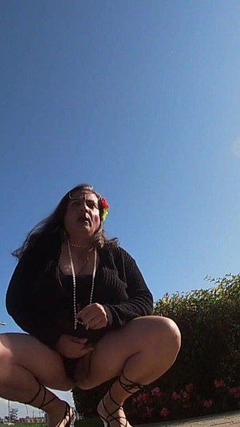 Jaw-dropping moment from "Dirty Mature sissy CD outdoors Soaking up the sun Shine Horny as hell wants to get caught"