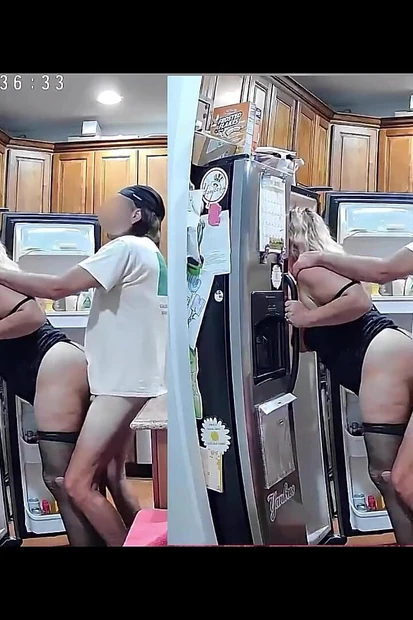Head Stuck in Refrigerator and Fucked From Behind