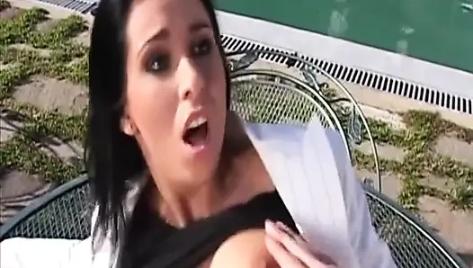 Randy pilot fondles sexy brunette in the cockpit