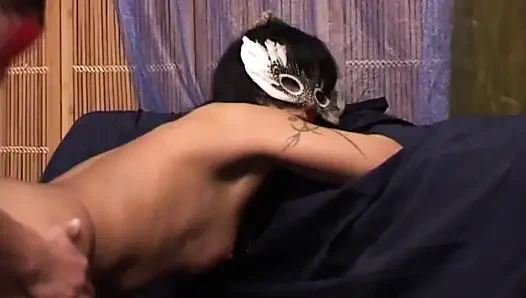 Masked MILF with Nice Tits Fucked and Cumshot on Hairy Pussy by Big Amateur Cock