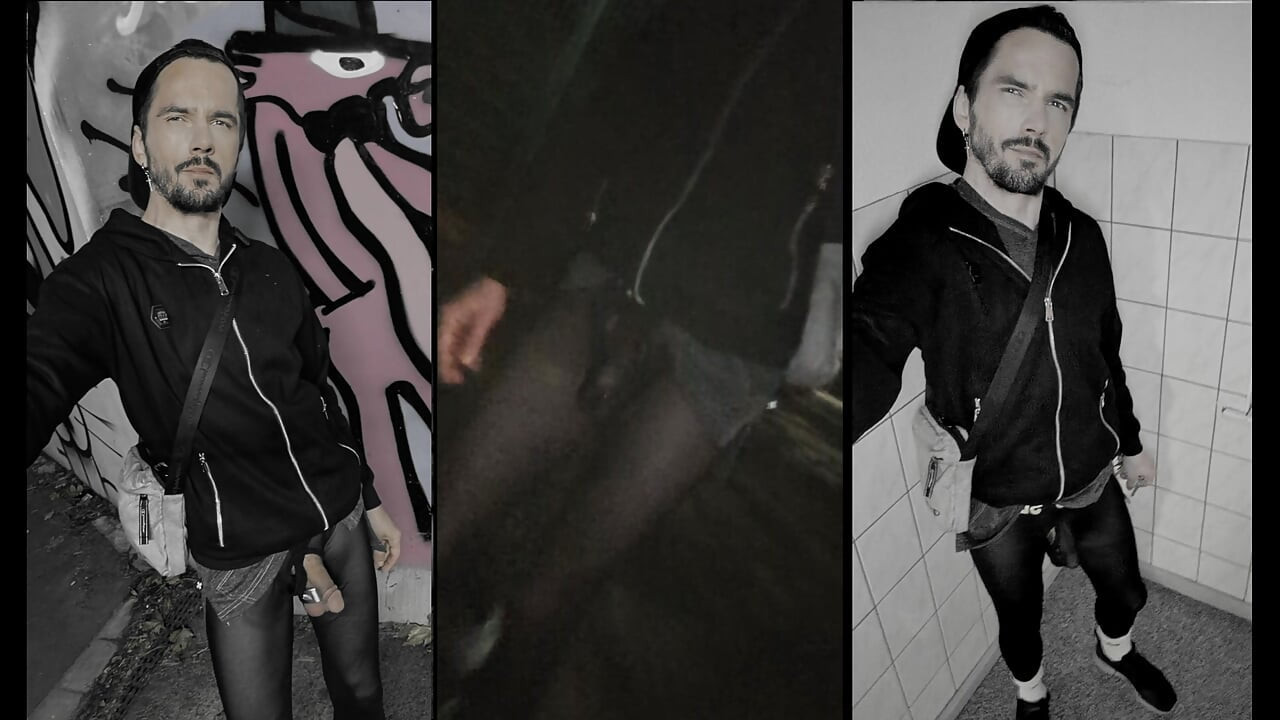 Šetnja kroz grad u prozirnim helankama (Izbočina meggings)