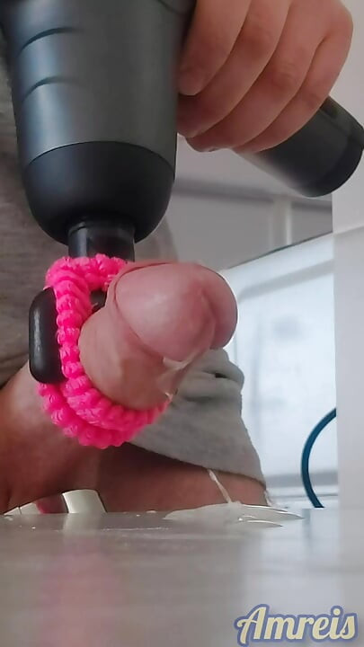 A massage toy milks my cock to a pulsating orgasm.