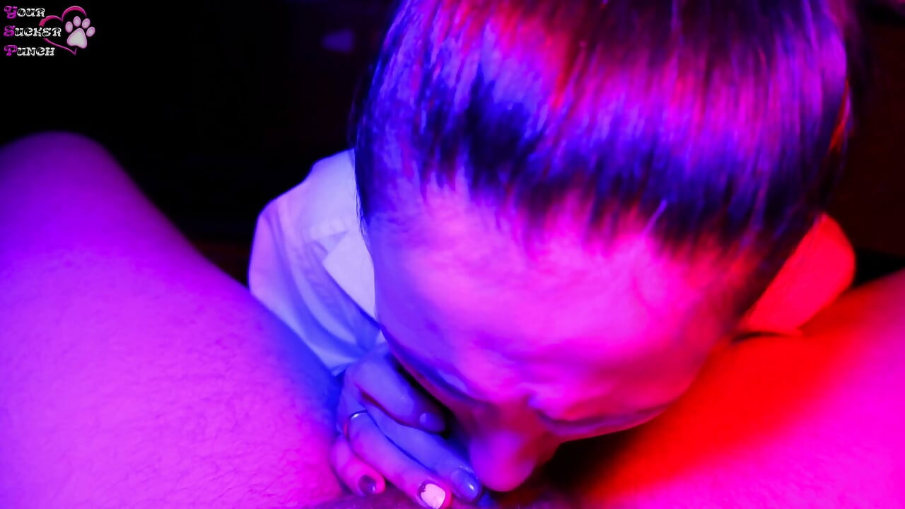 Blowjob and hard fuck in neon lights
