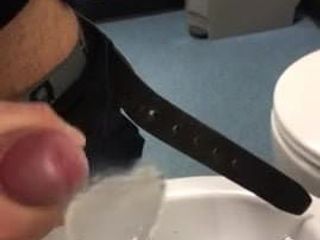 Wank at work in toilet