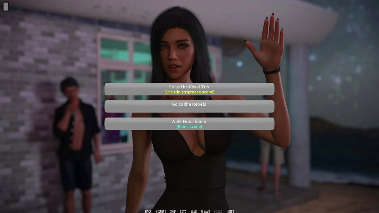 Dominos Beach 25 - стриптиз Christie для Джона перед Nikki и Scarlett, пока он нажимает на ее сиськи