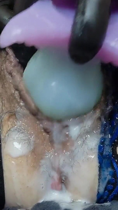 MILF Closeup Big labia Hairy Pussy - Buttplug & Dildo Solo | Clip 2
