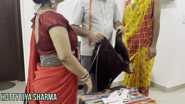 (Desi Tailor) Seduces Two Lady Customers in Shop and Fucking Anal Sex Hard Threesome
