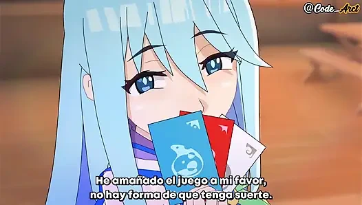 Aqua challenges kazuma and gets fucked