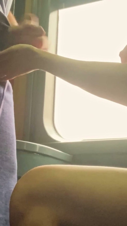 Nothing is too risky when you're excited. Risky wank  in a passenger train | Clip 1