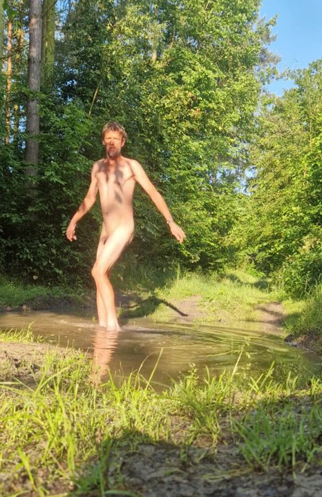 Playing in a puddle