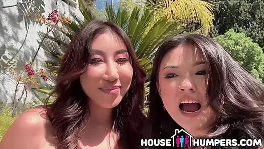 Nicole Doshi & Lulu Chu heiße lesbische frisch verheiratete verführen Maklerin beim Offenen Haus und laden ihn zum dreier ein