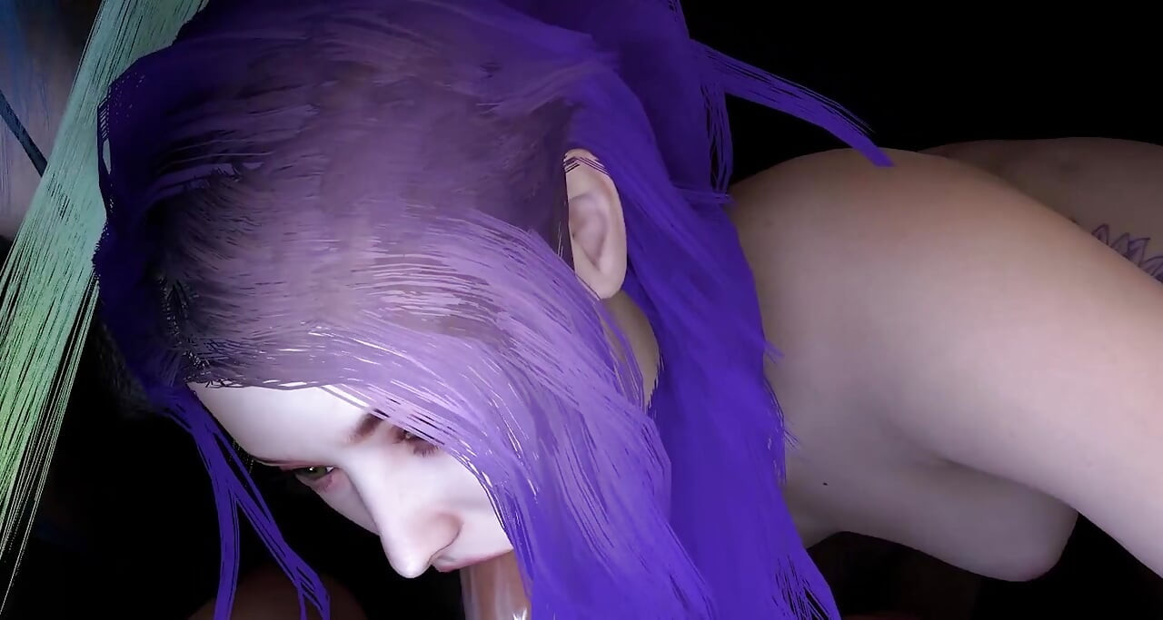 Two girls with brightly colored hair double blowjob : 3D Porn
