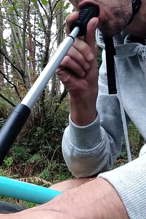 My Bicycle Wheel Punctured and I Ended up Giving the Inflator a Great Blowjob! Stranger Saw Me