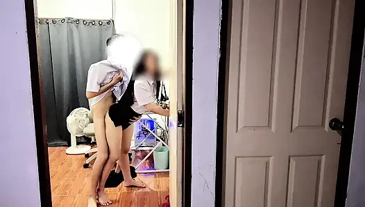 Leaving the Door Open for Step-Sister - She Watched and Joined!