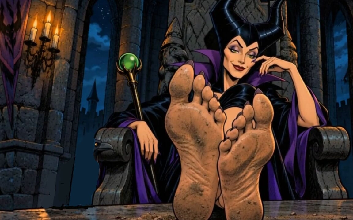 Maleficent's vuile voeten - experimentele tekenfilmvoetfetisj