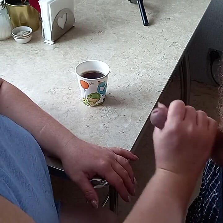 He cums in my coffee glass after jerking off