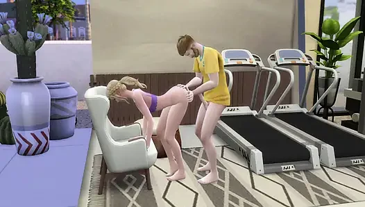 College girl joins the team and gets fucked by the coach in the gym. The Sims