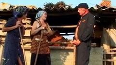 Hungarian granny peasant Janet pees and fucks near the barn