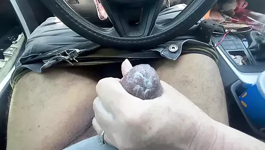 Dick Massage Cum Twice while Driving in Country Road