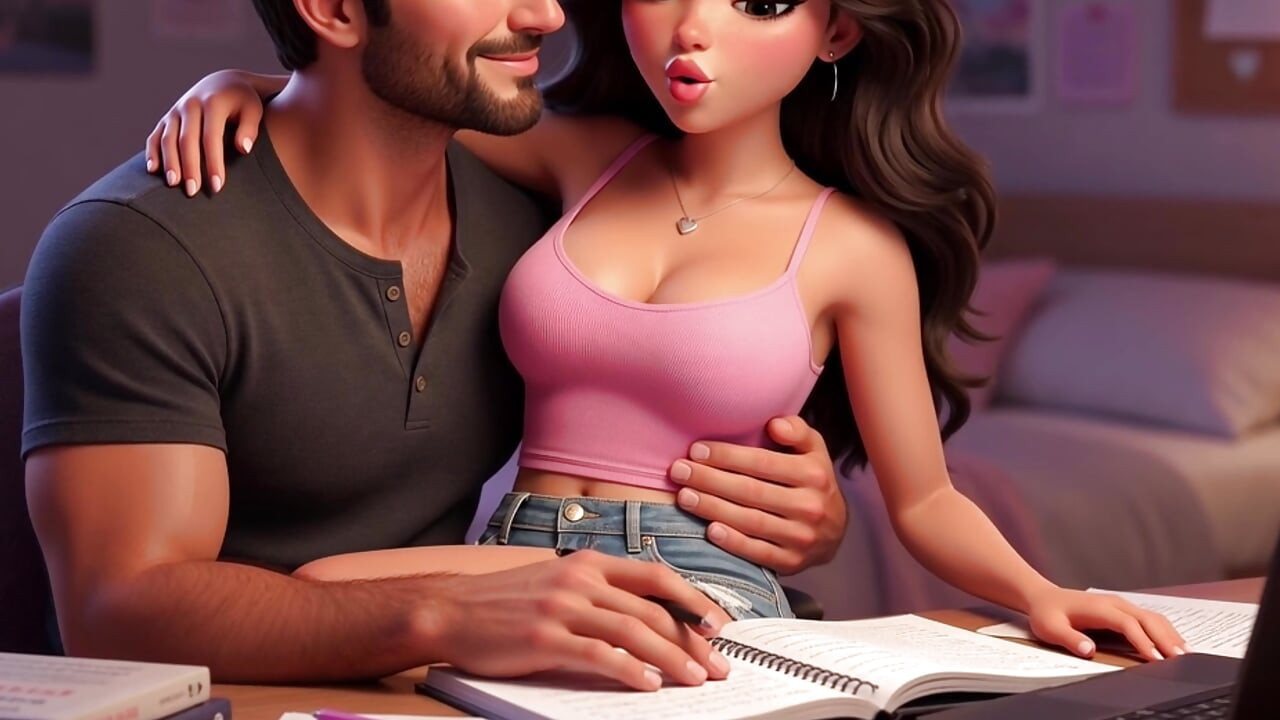 Stepfather helped stepdaughter with homework and fucked her hard